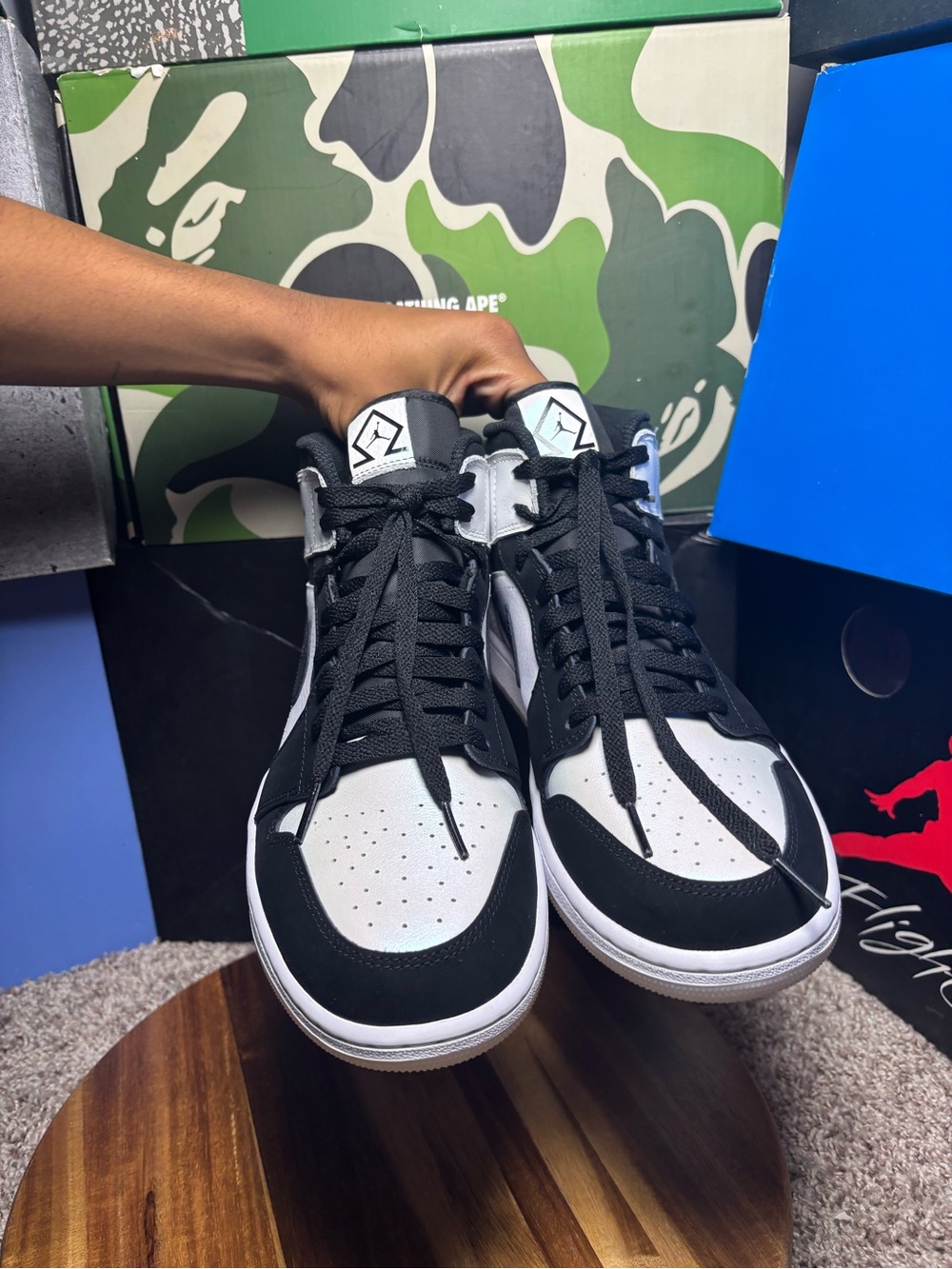 Jordan Black and White High-Top Sneakers